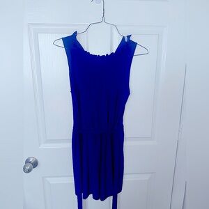 lightweight romper w/ ruffle detail, sleeveless, worn once. satin, stretchy